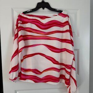 NWT - Off Shoulder Boutique Top - Pink / Red / White - Size XL